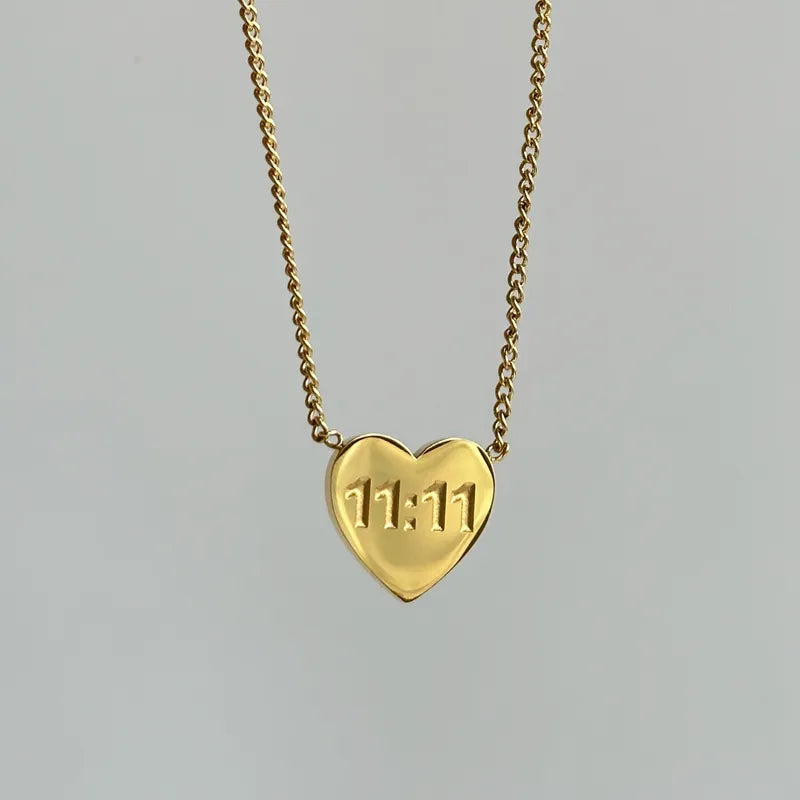 11:11 Number Heart Shape Pendant Necklace