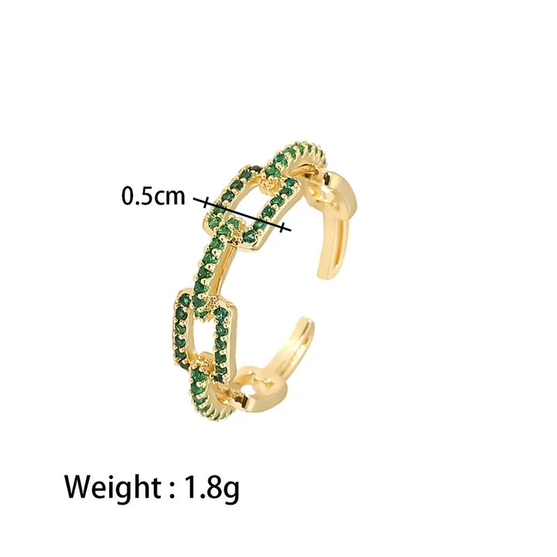 Rectangle Zircon Open Ring