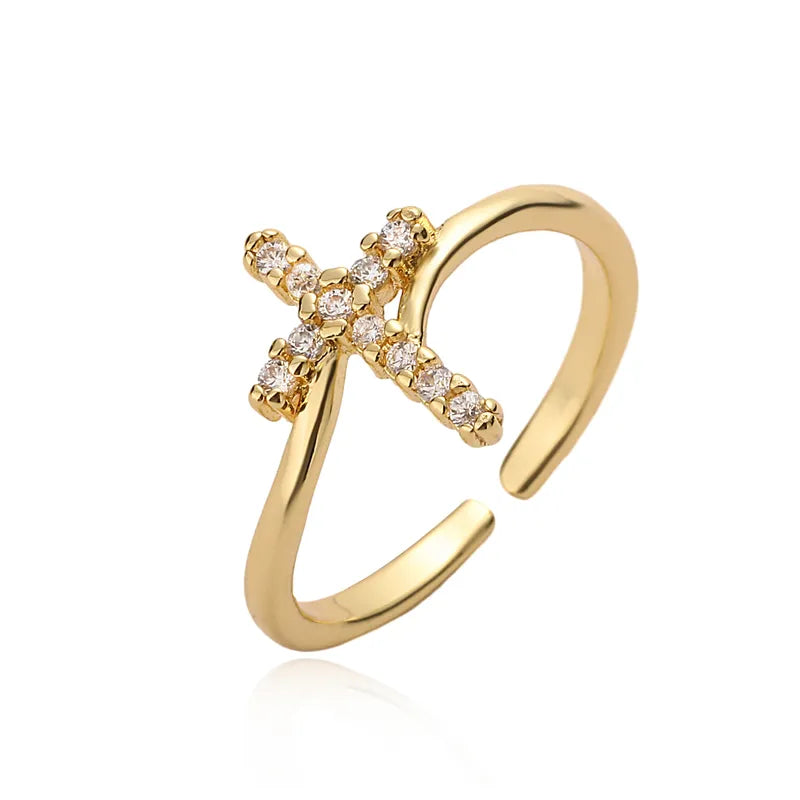 Cross 18k Gold Plated Open Rings