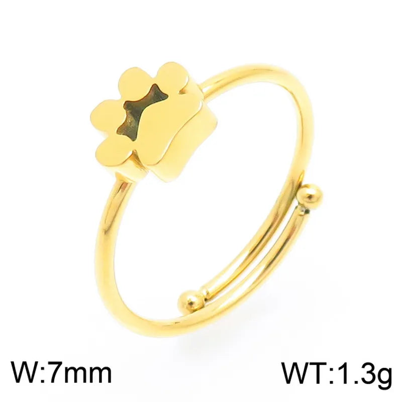 Paw Stainless Steel Polishing Gold Plated Ring