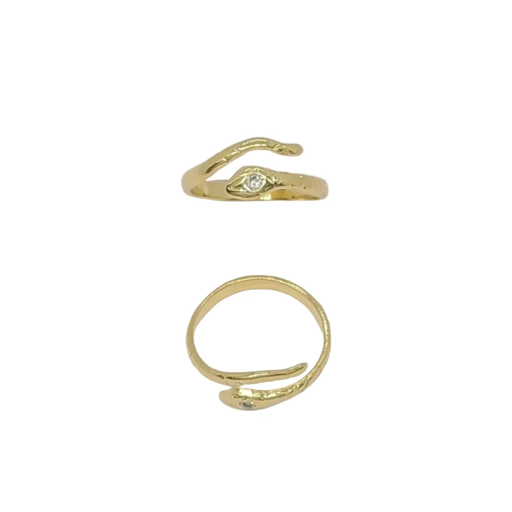 18K Gold Filled Snake Zircon Ring