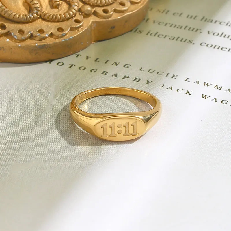 11:11 Number 18K Gold Plated Ring