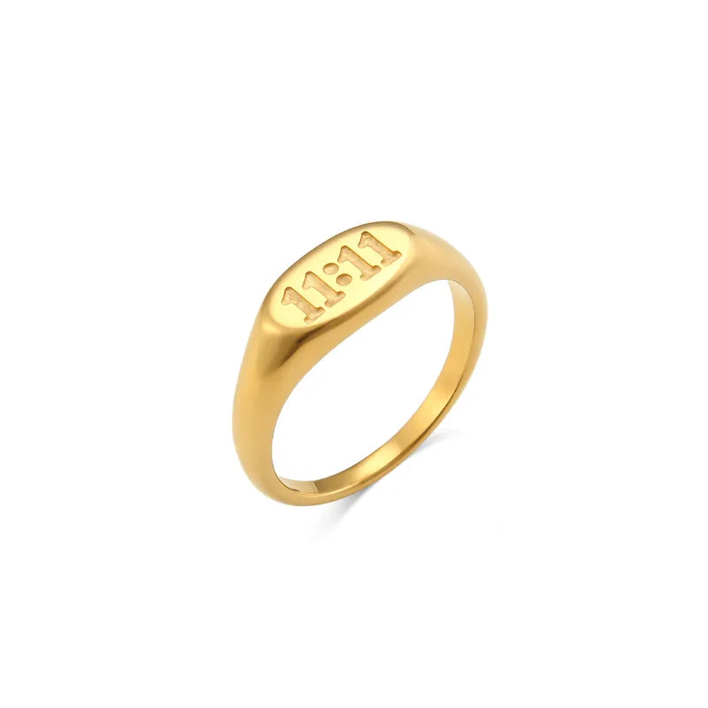 11:11 Number 18K Gold Plated Ring