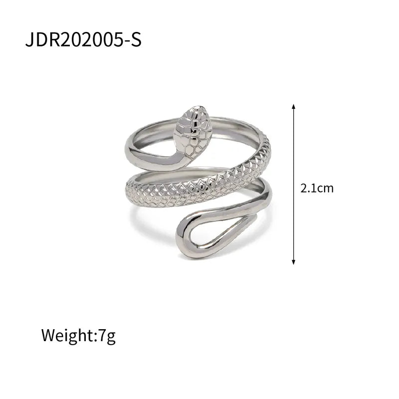 Snake 304 Stainless Steel 18K Gold Plated Open Ring