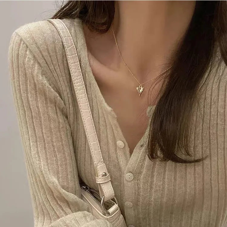 Heart Shape Titanium Steel Plating Gold Plated Pendant Necklace