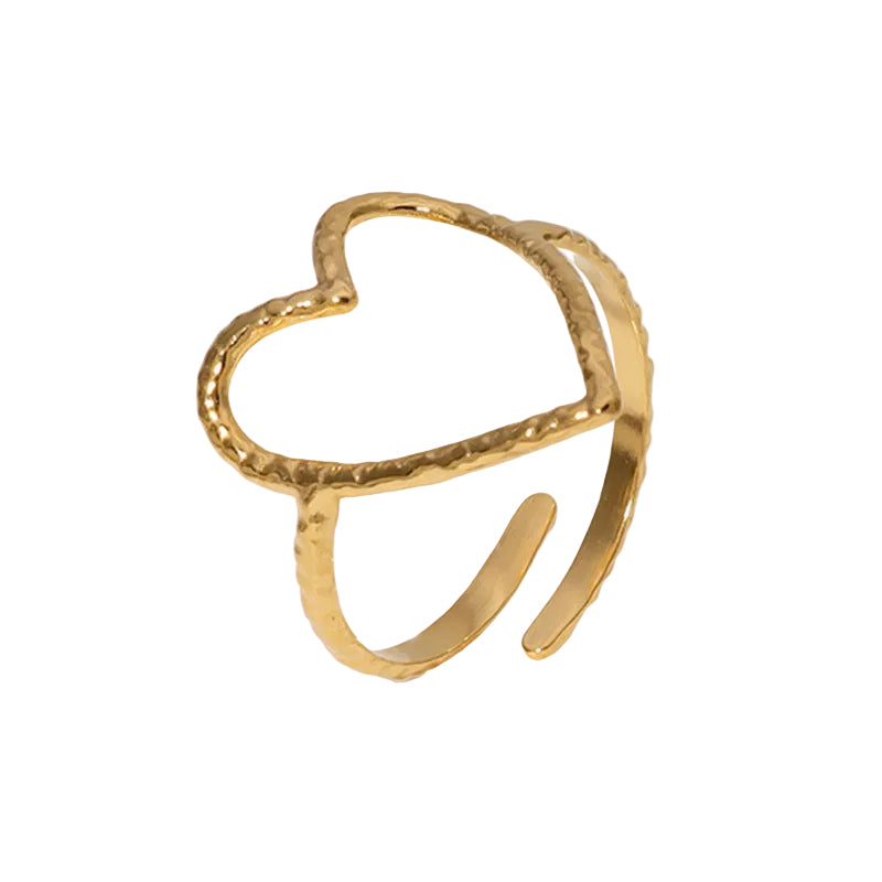Heart Shape 304 Stainless Steel Hollow Out Ring