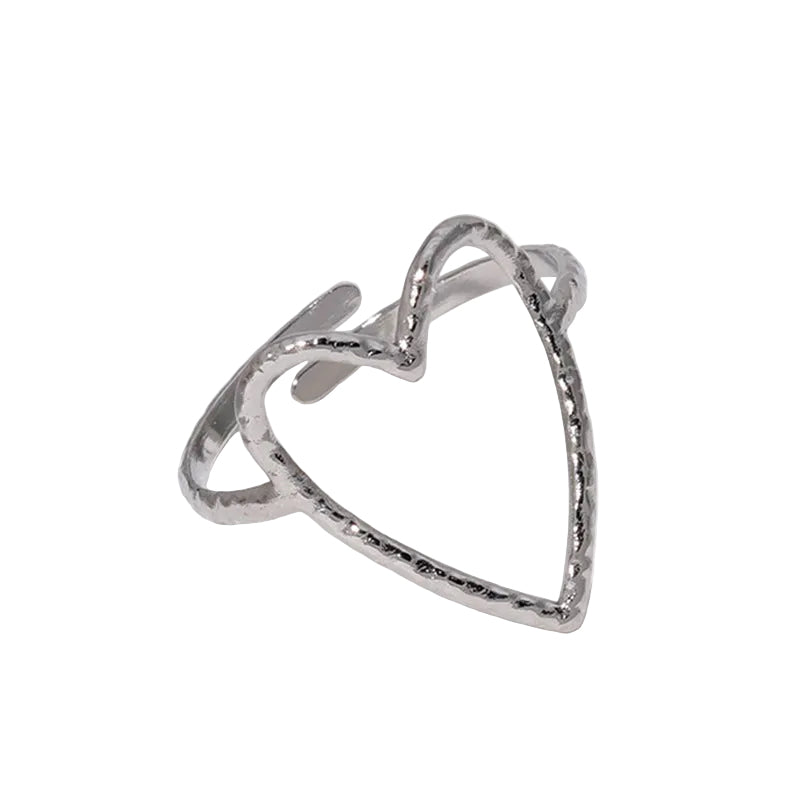 Heart Shape 304 Stainless Steel Hollow Out Ring