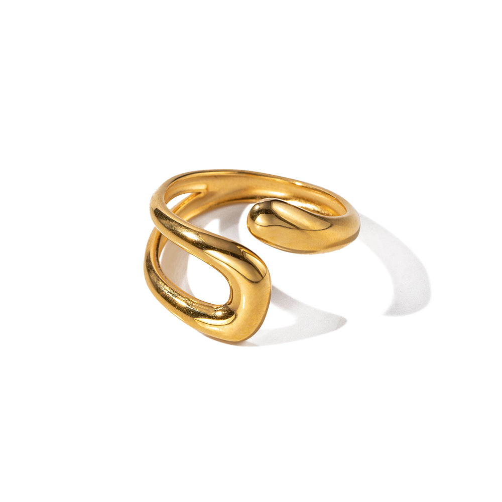 Gold Plated Irregular Solid Color 304 Stainless Open Ring