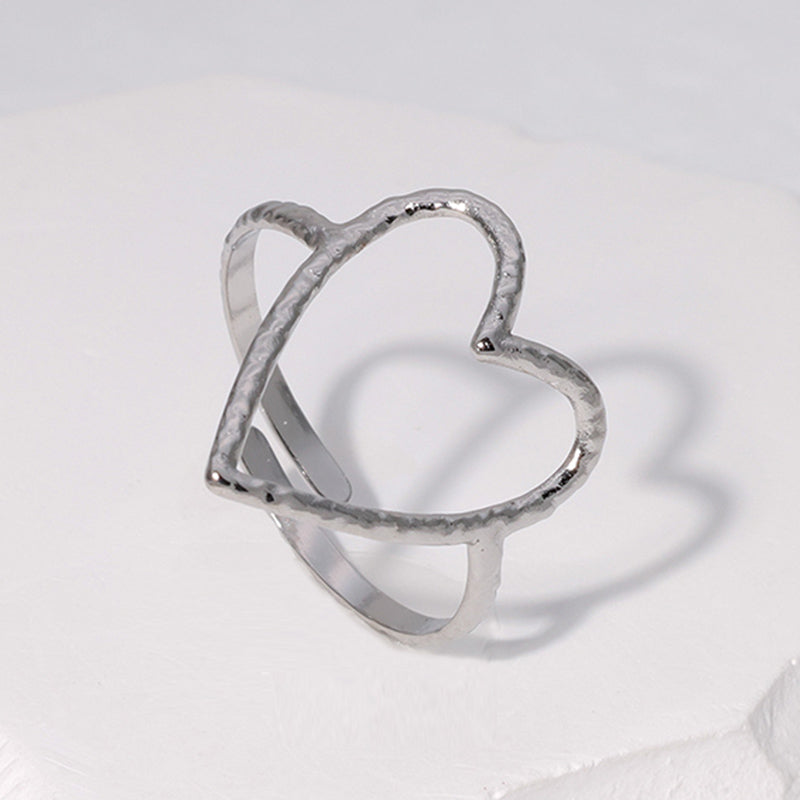 Heart Shape 304 Stainless Steel Hollow Out Ring