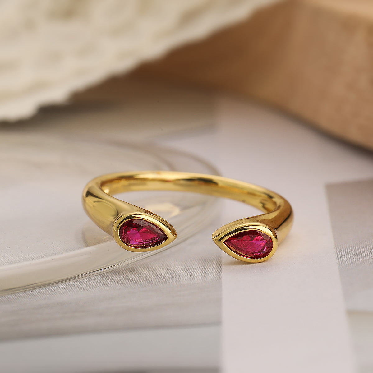 18k Gold Plated Zircon Open Ring