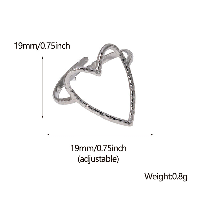Heart Shape 304 Stainless Steel Hollow Out Ring