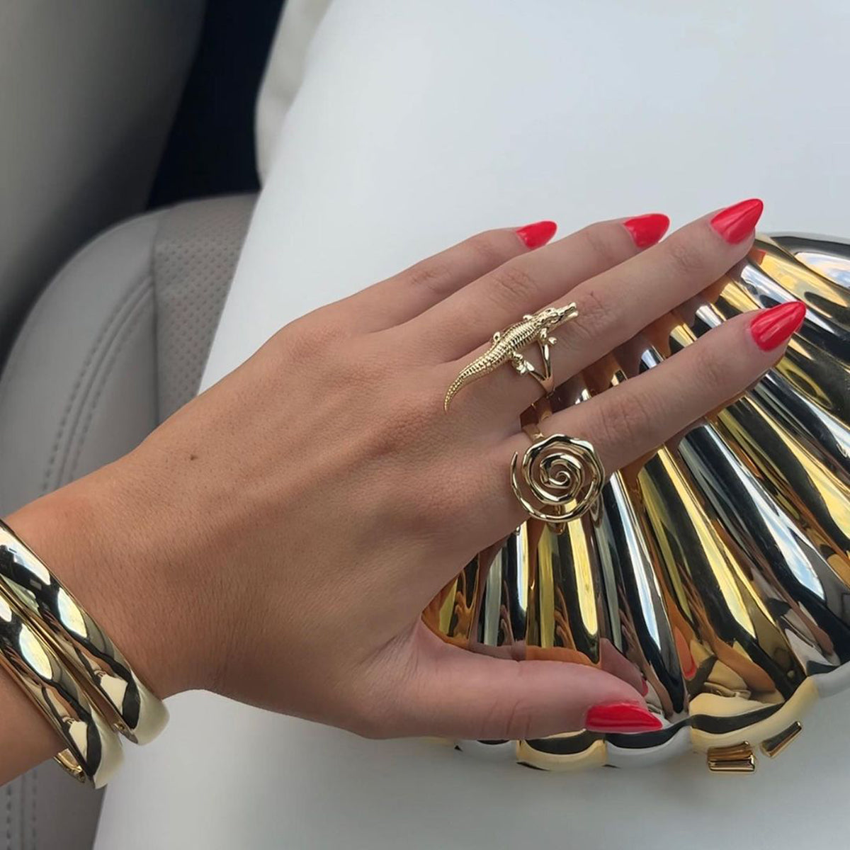 18K Gold Plated 304 Stainless Steel Spiral Open Ring
