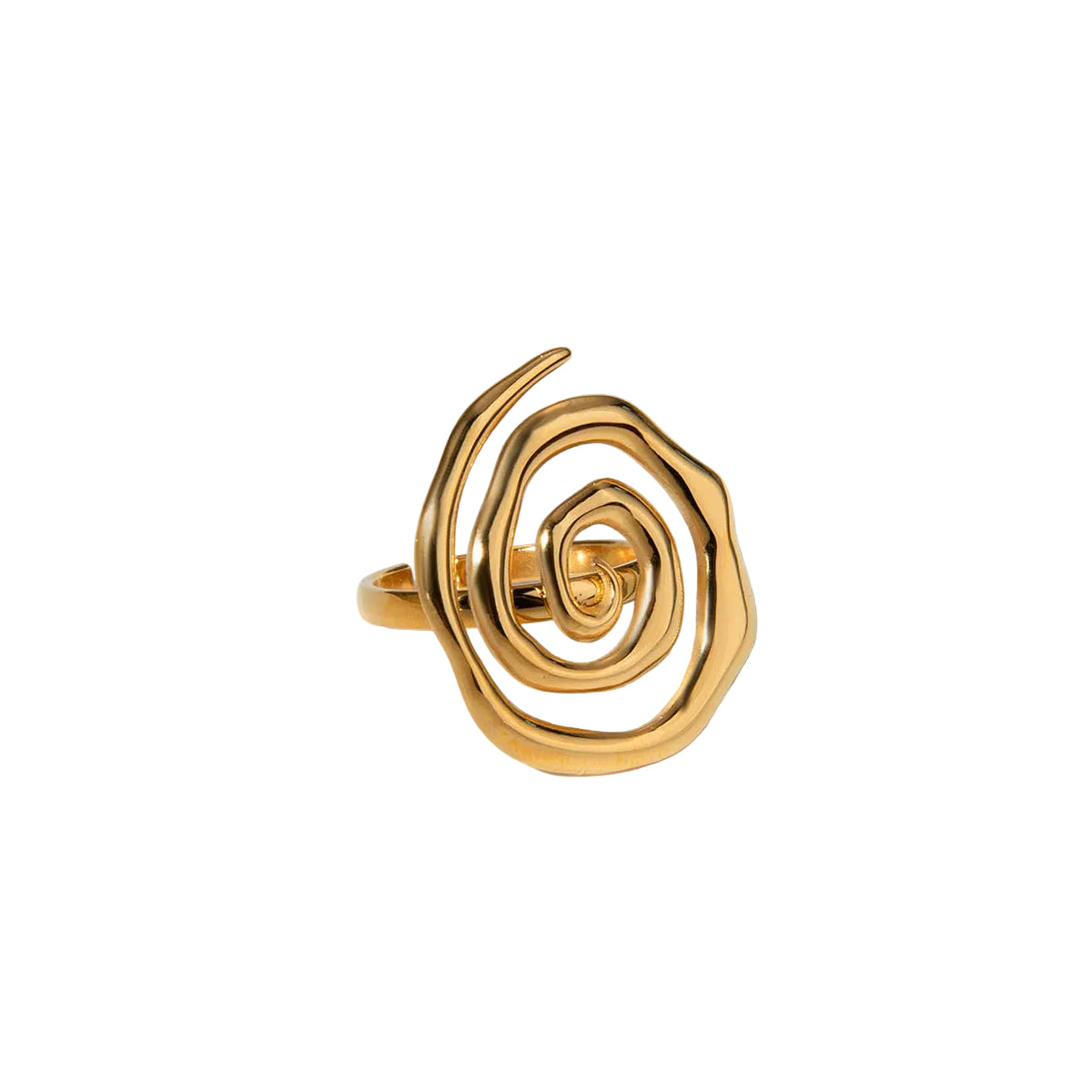 18K Gold Plated 304 Stainless Steel Spiral Open Ring