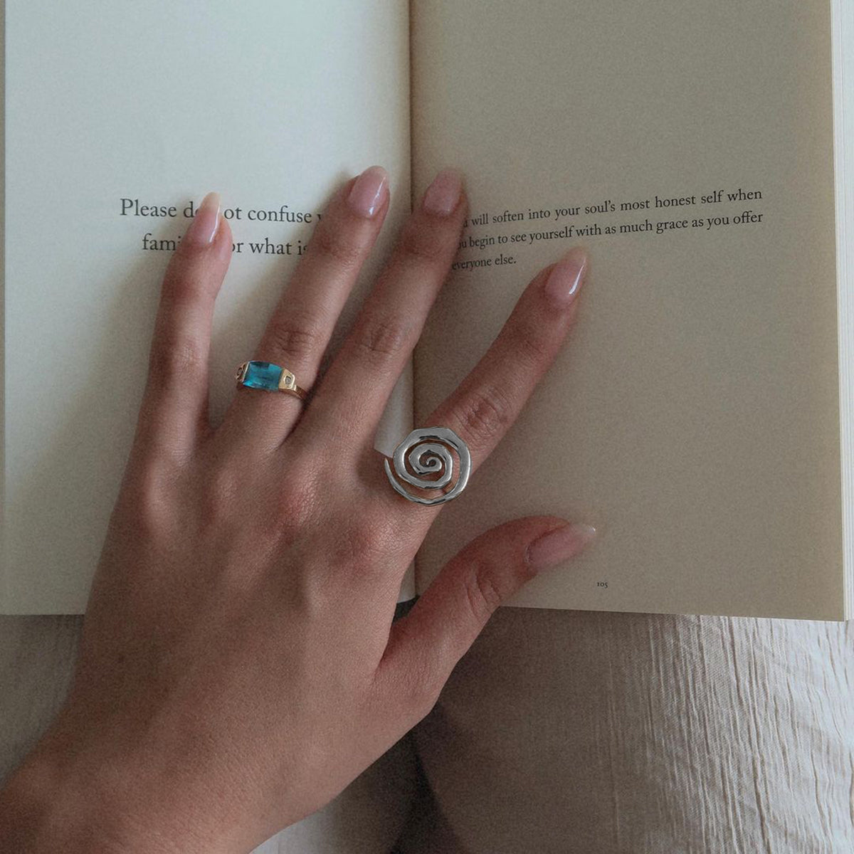 18K Gold Plated 304 Stainless Steel Spiral Open Ring