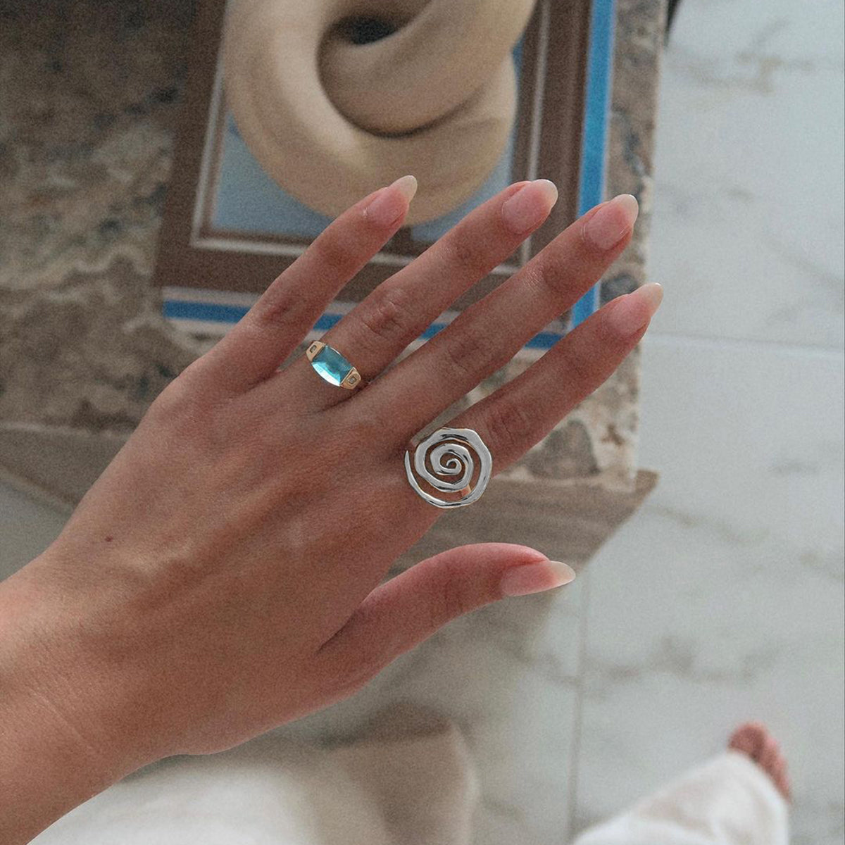 18K Gold Plated 304 Stainless Steel Spiral Open Ring