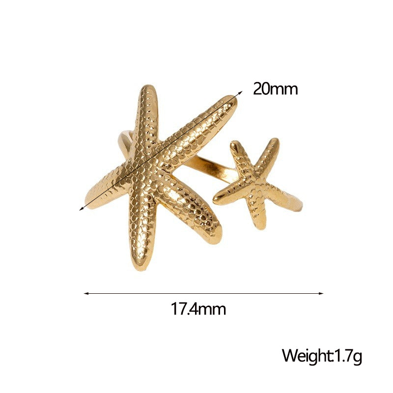 18K Gold Plated Starfish 304 Stainless Steel