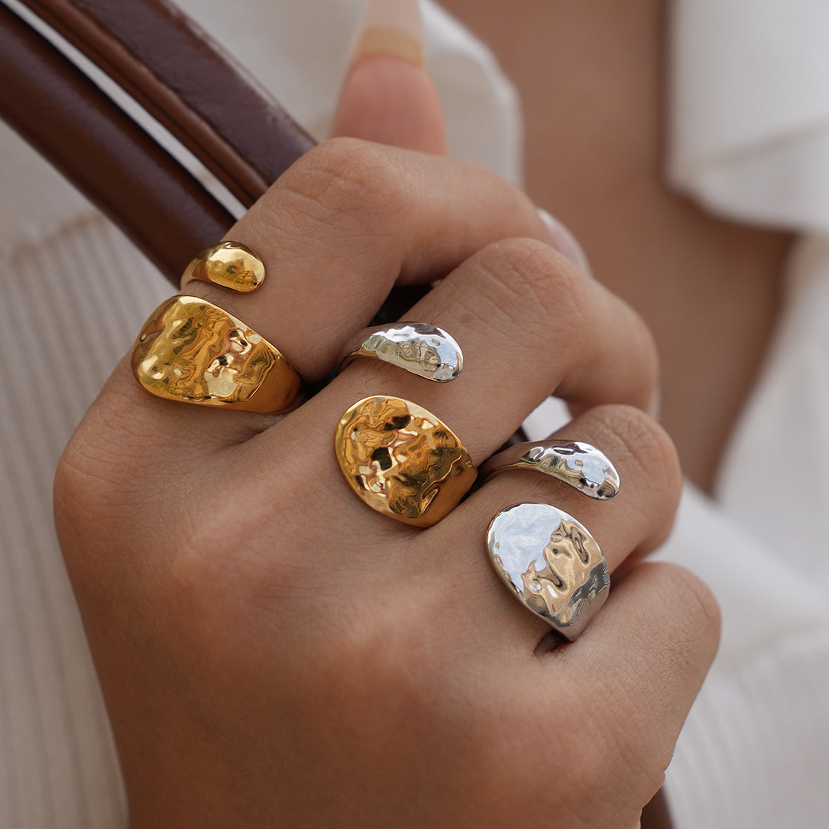 18K Gold Plated Stainless Steel Geometric Open Ring