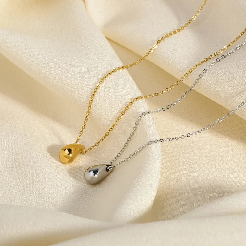 18K Gold Plated French Style Water Droplets Pendant Necklace