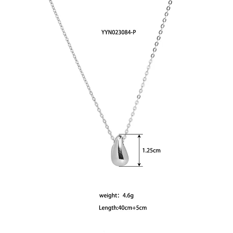 18K Gold Plated French Style Water Droplets Pendant Necklace