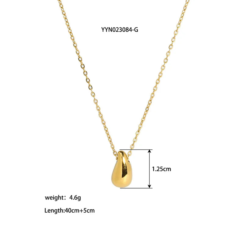 18K Gold Plated French Style Water Droplets Pendant Necklace