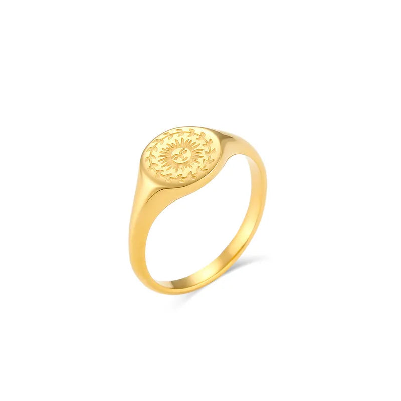 18K Gold Plated Retro Vintage Style Sun Star Ring