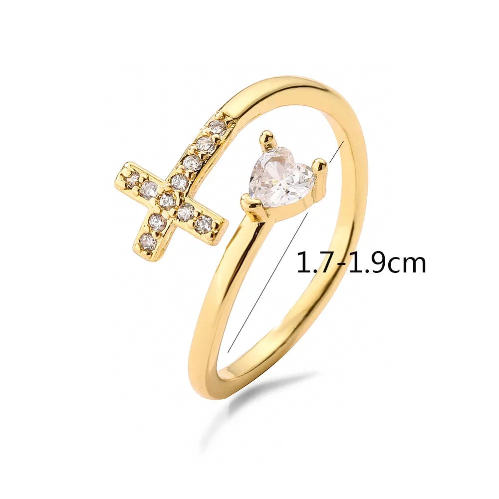 Zircon 18K Gold Plated Simple Style Open Ring