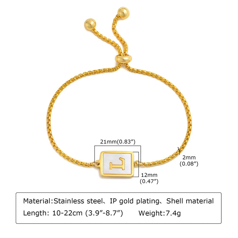 Letter 201 Stainless Steel 18k Gold Plated Shell Bracelets