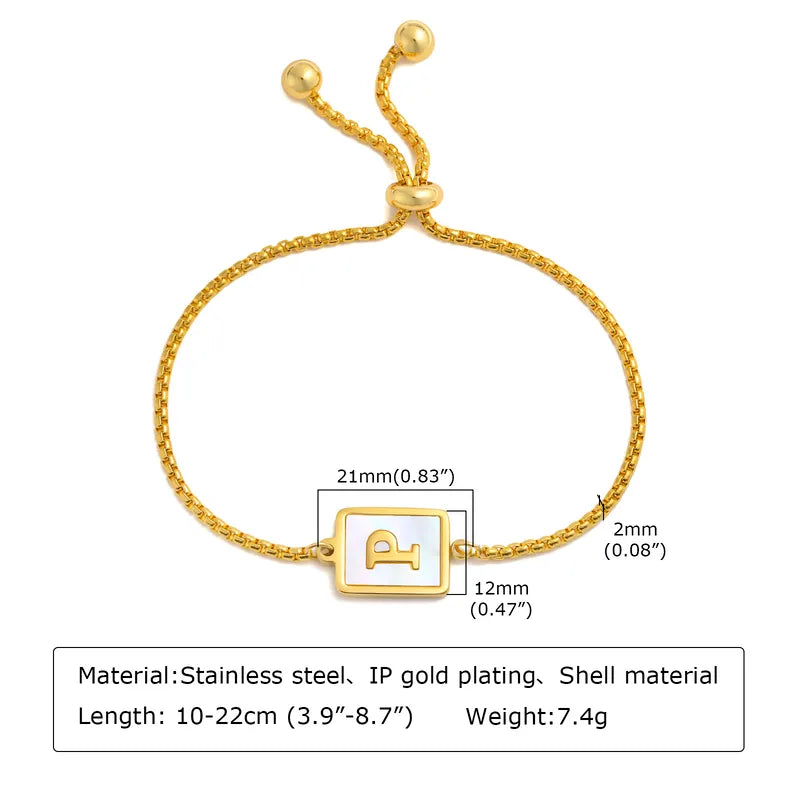 Letter 201 Stainless Steel 18k Gold Plated Shell Bracelets