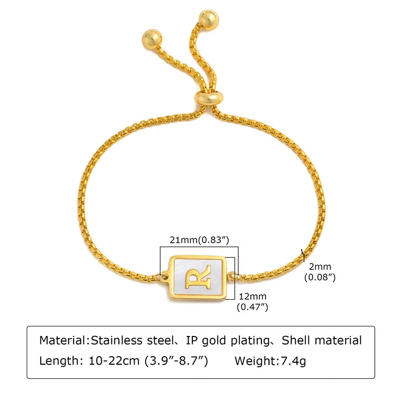 Letter 201 Stainless Steel 18k Gold Plated Shell Bracelets