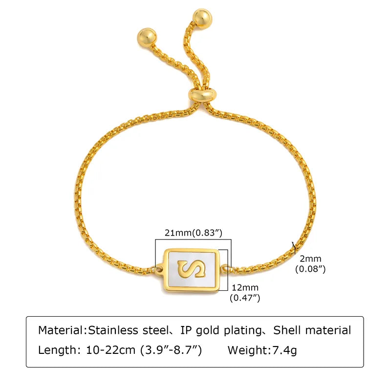 Elegant Letter 201 Stainless Steel 18k Gold Plated Shell Bracelets