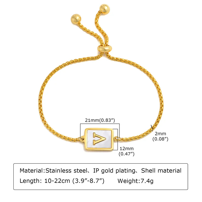 Letter 201 Stainless Steel 18k Gold Plated Shell Bracelets