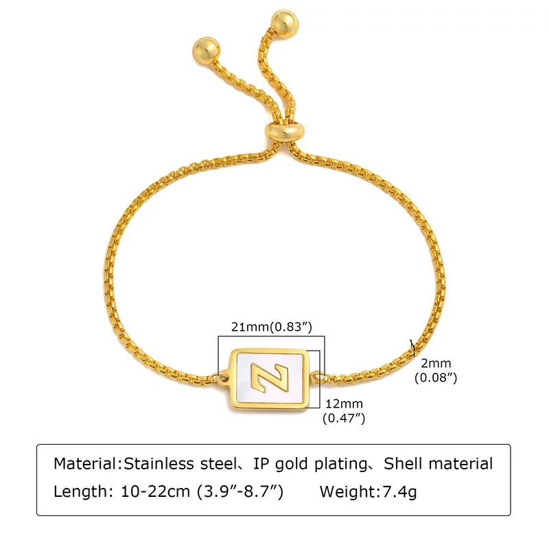 Elegant Letter 201 Stainless Steel 18k Gold Plated Shell Bracelets