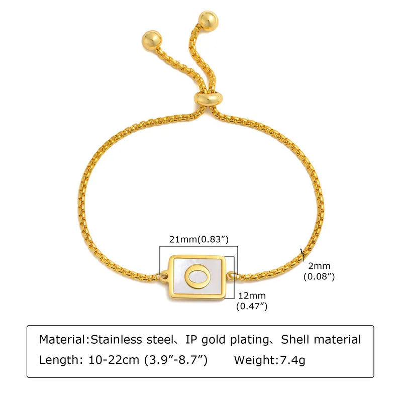 Letter 201 Stainless Steel 18k Gold Plated Shell Bracelets