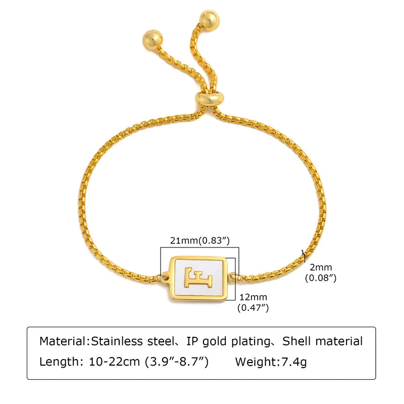 Elegant Letter 201 Stainless Steel 18k Gold Plated Shell Bracelets