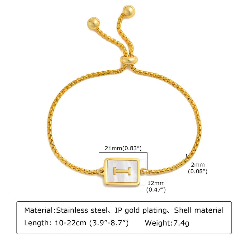 Letter 201 Stainless Steel 18k Gold Plated Shell Bracelets