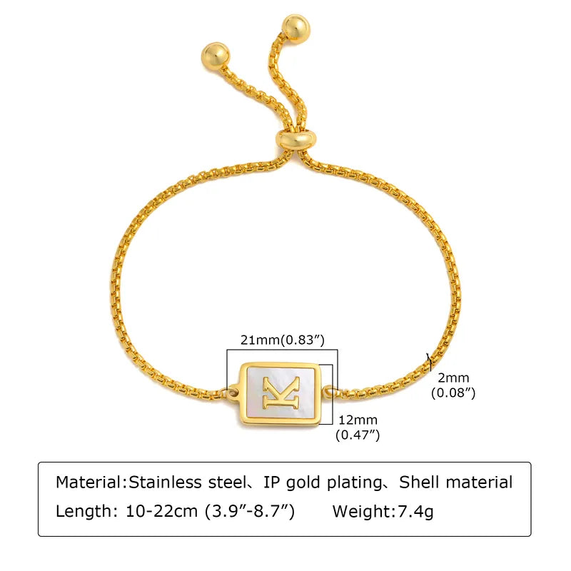 Letter 201 Stainless Steel 18k Gold Plated Shell Bracelets