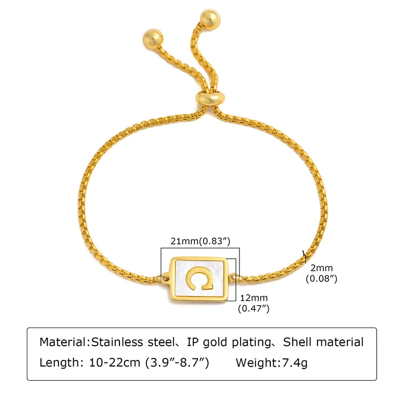 Letter 201 Stainless Steel 18k Gold Plated Shell Bracelets