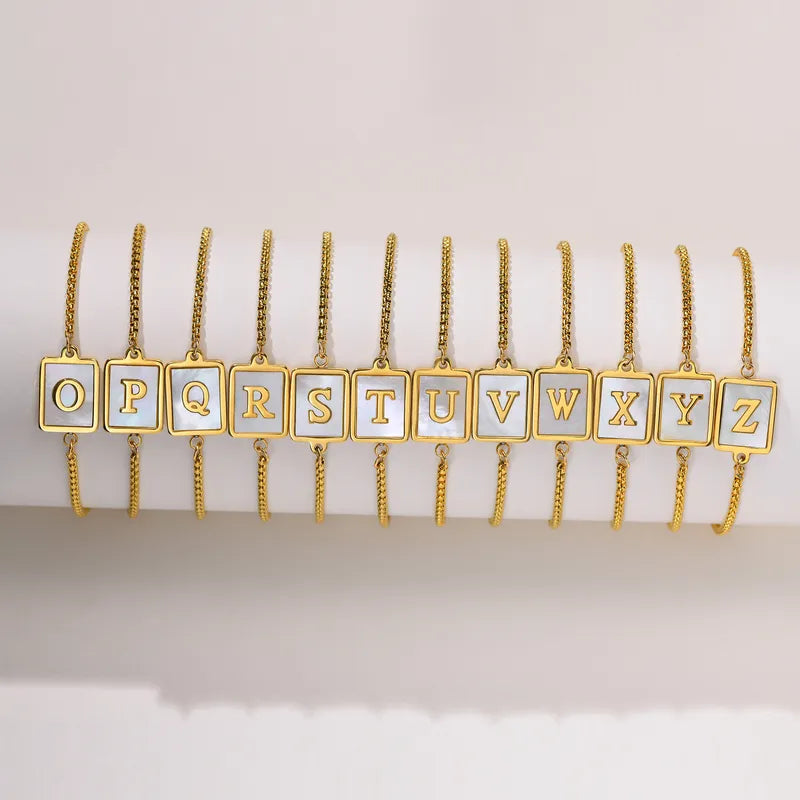 Letter 201 Stainless Steel 18k Gold Plated Shell Bracelets