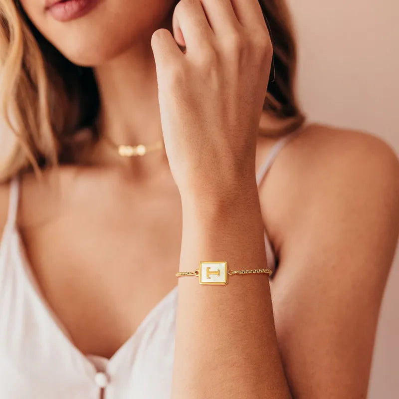 Letter 201 Stainless Steel 18k Gold Plated Shell Bracelets