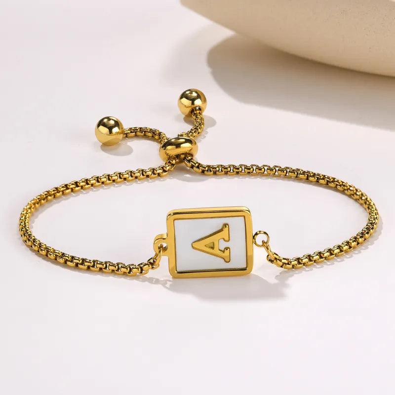 Elegant Letter 201 Stainless Steel 18k Gold Plated Shell Bracelets