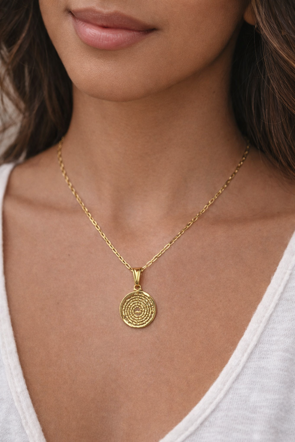 18k Gold Filled Padre Nuestro Pendant Necklace