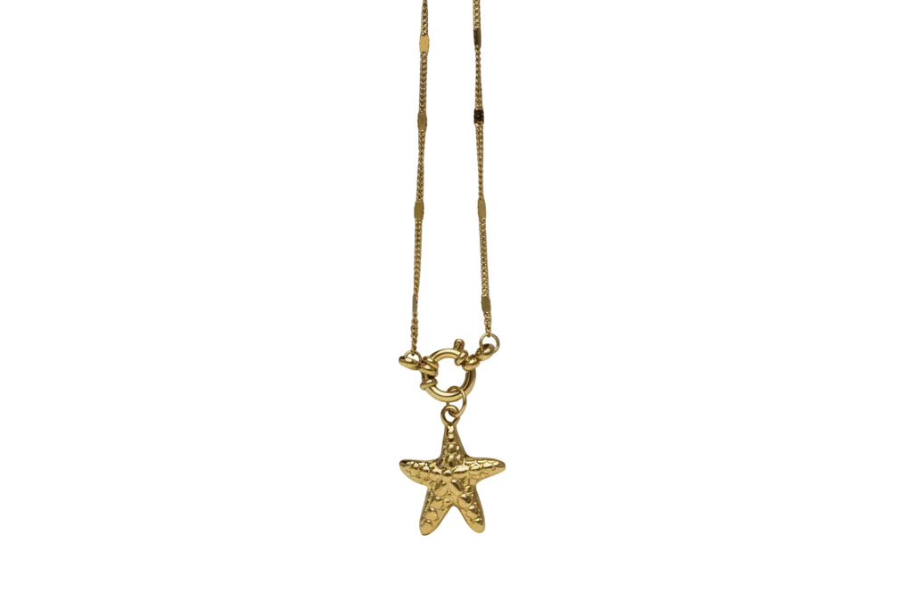 18k Gold Plated Starfish 304 Stainless Steel Pendant Necklace