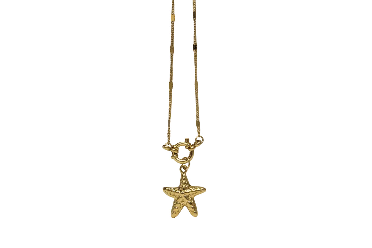18k Gold Plated Starfish 304 Stainless Steel Pendant Necklace