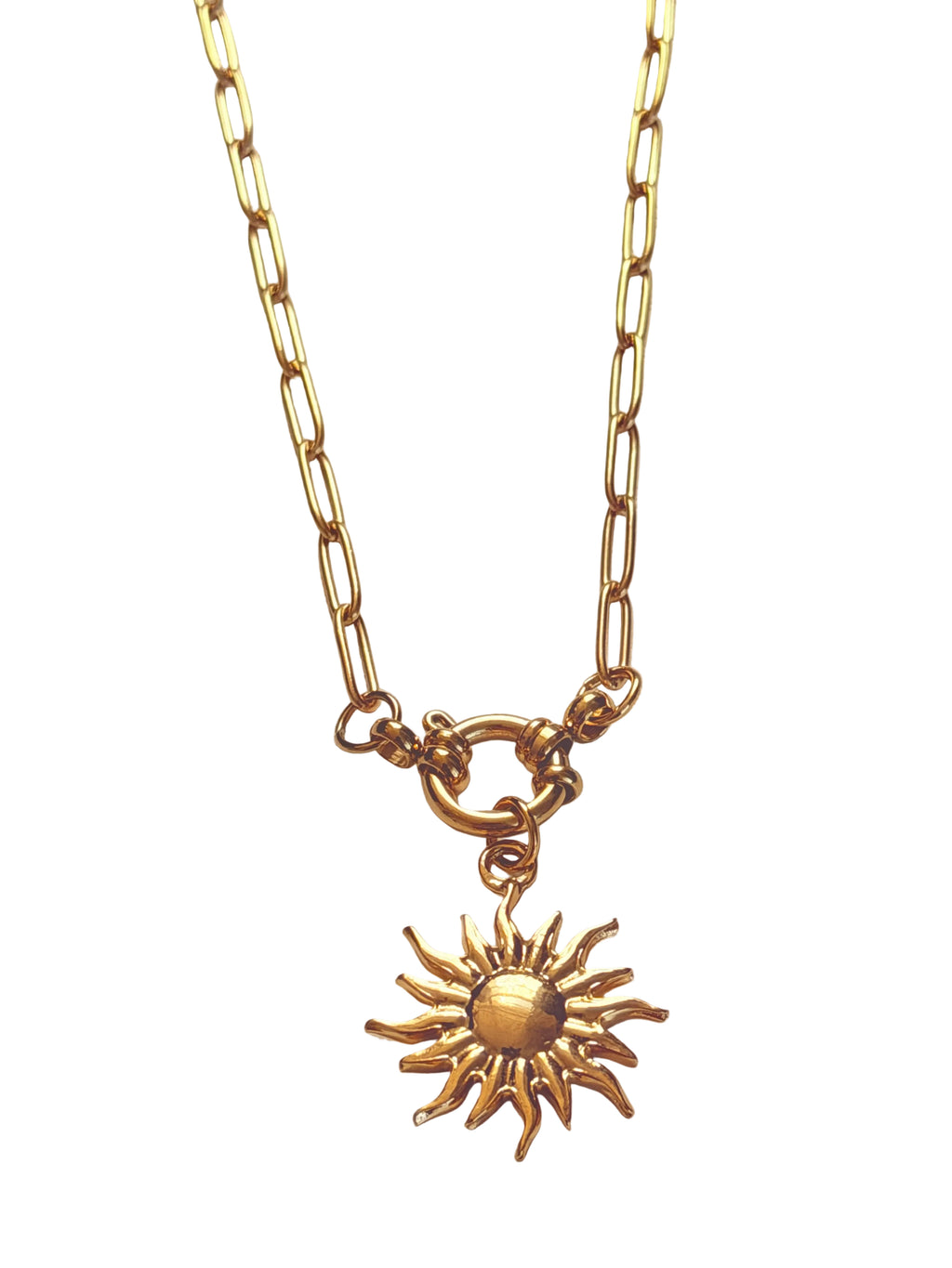 18K Gold Plated Sun 304 Stainless Steel Pendant Necklace