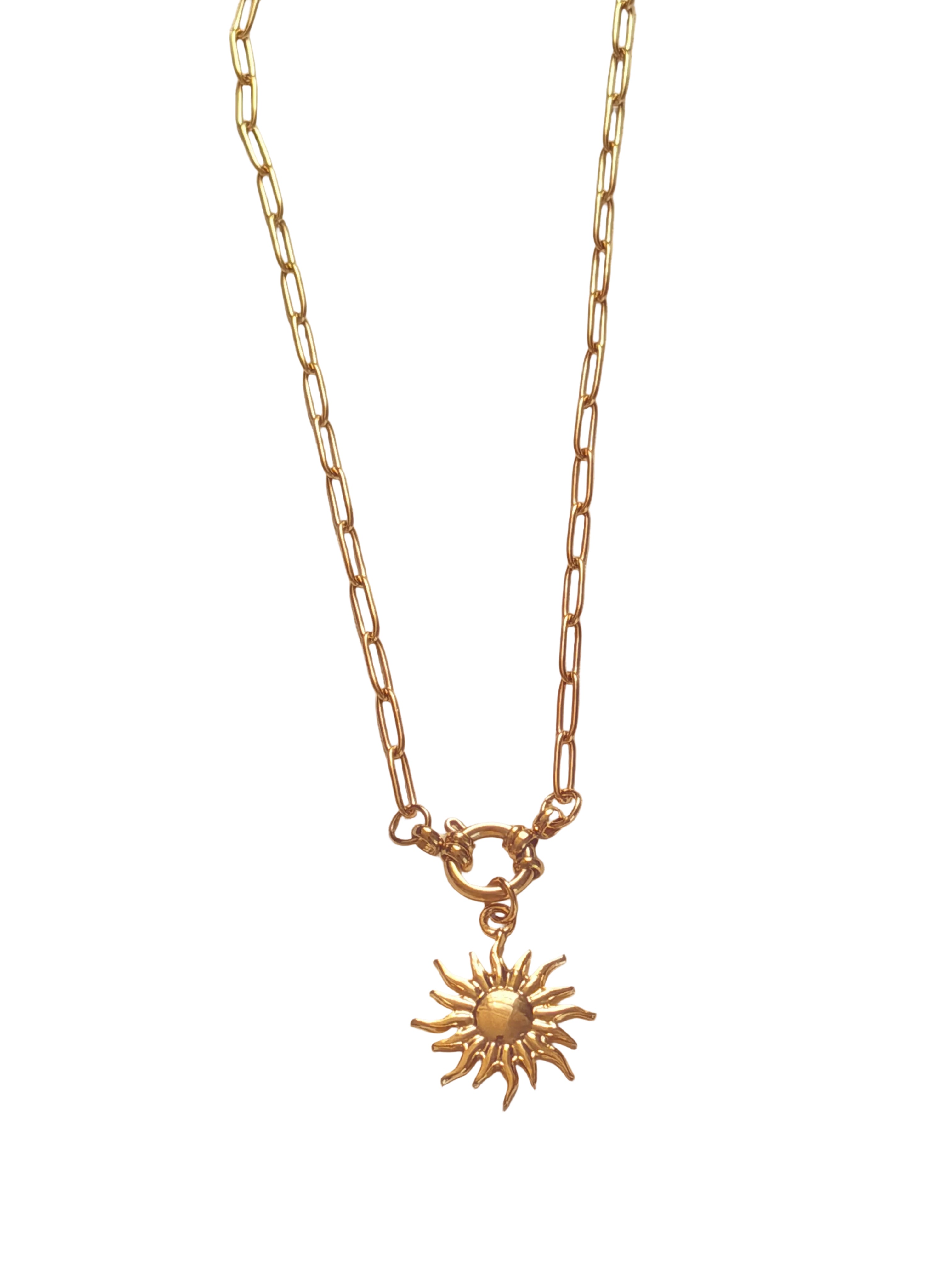 18K Gold Plated Sun 304 Stainless Steel Pendant Necklace