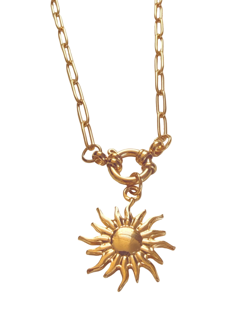 18K Gold Plated Sun 304 Stainless Steel Pendant Necklace