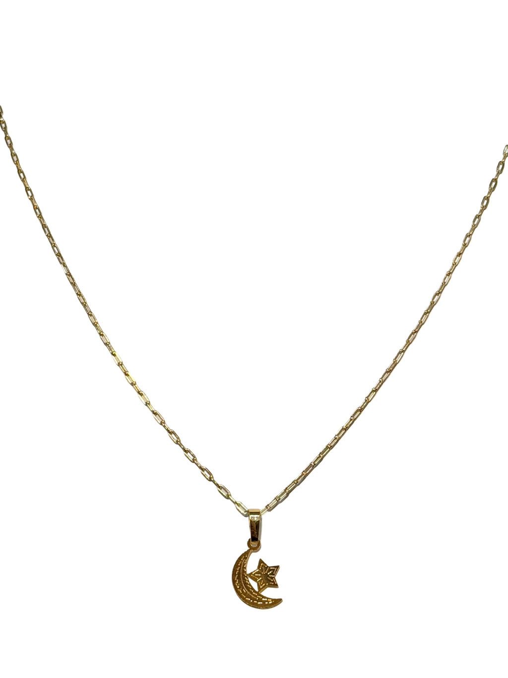 18k Gold Filled Half Moon Star Necklace
