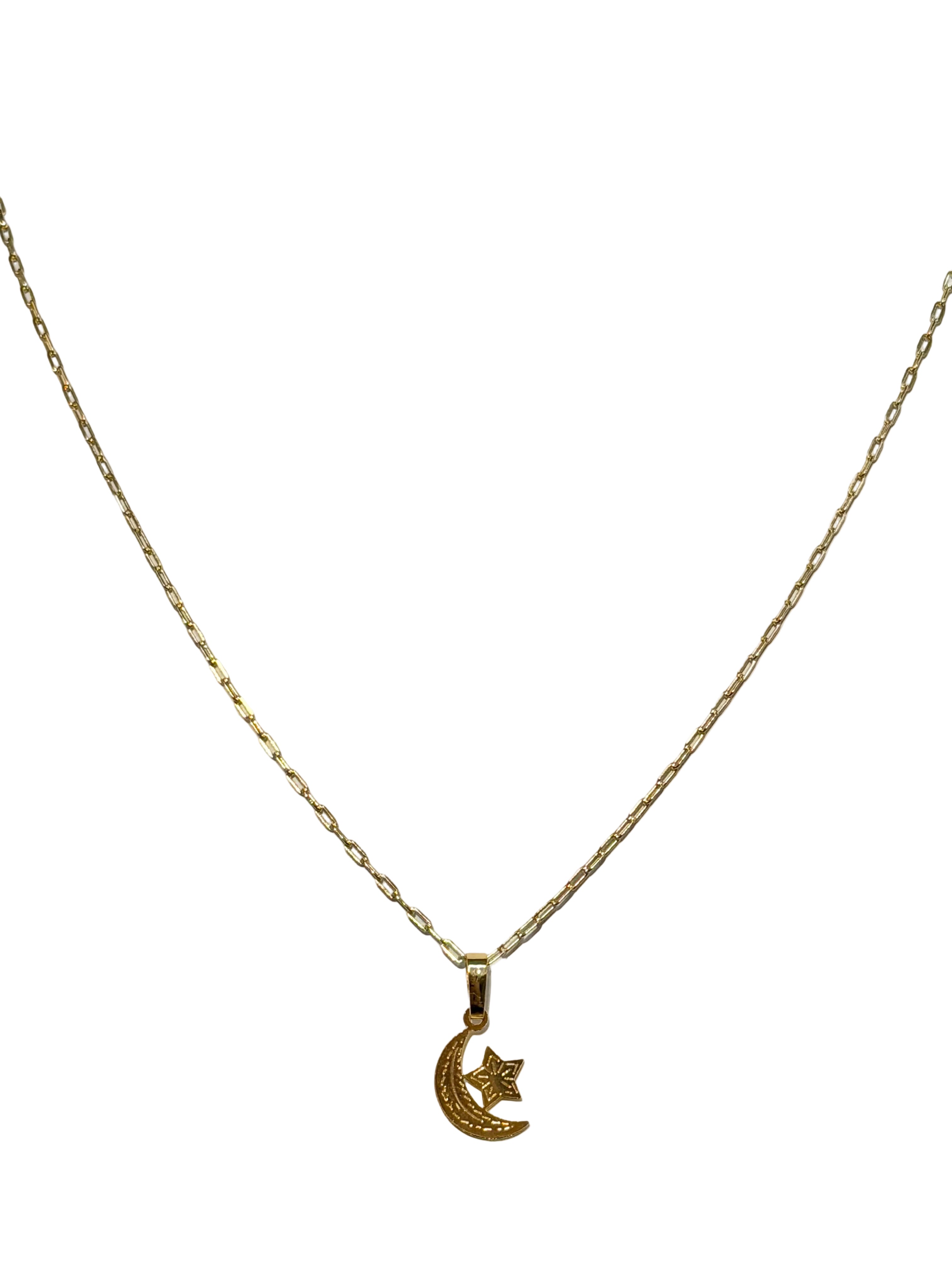 18k Gold Filled Half Moon Star Necklace