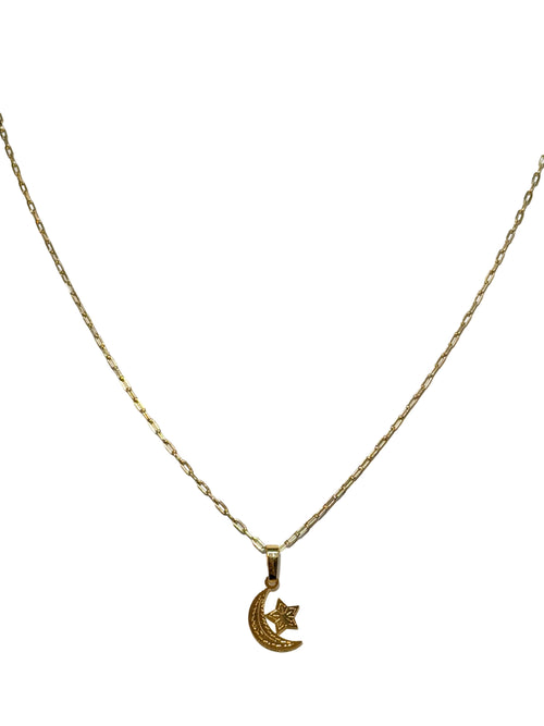 18k Gold Filled Half Moon Star Necklace