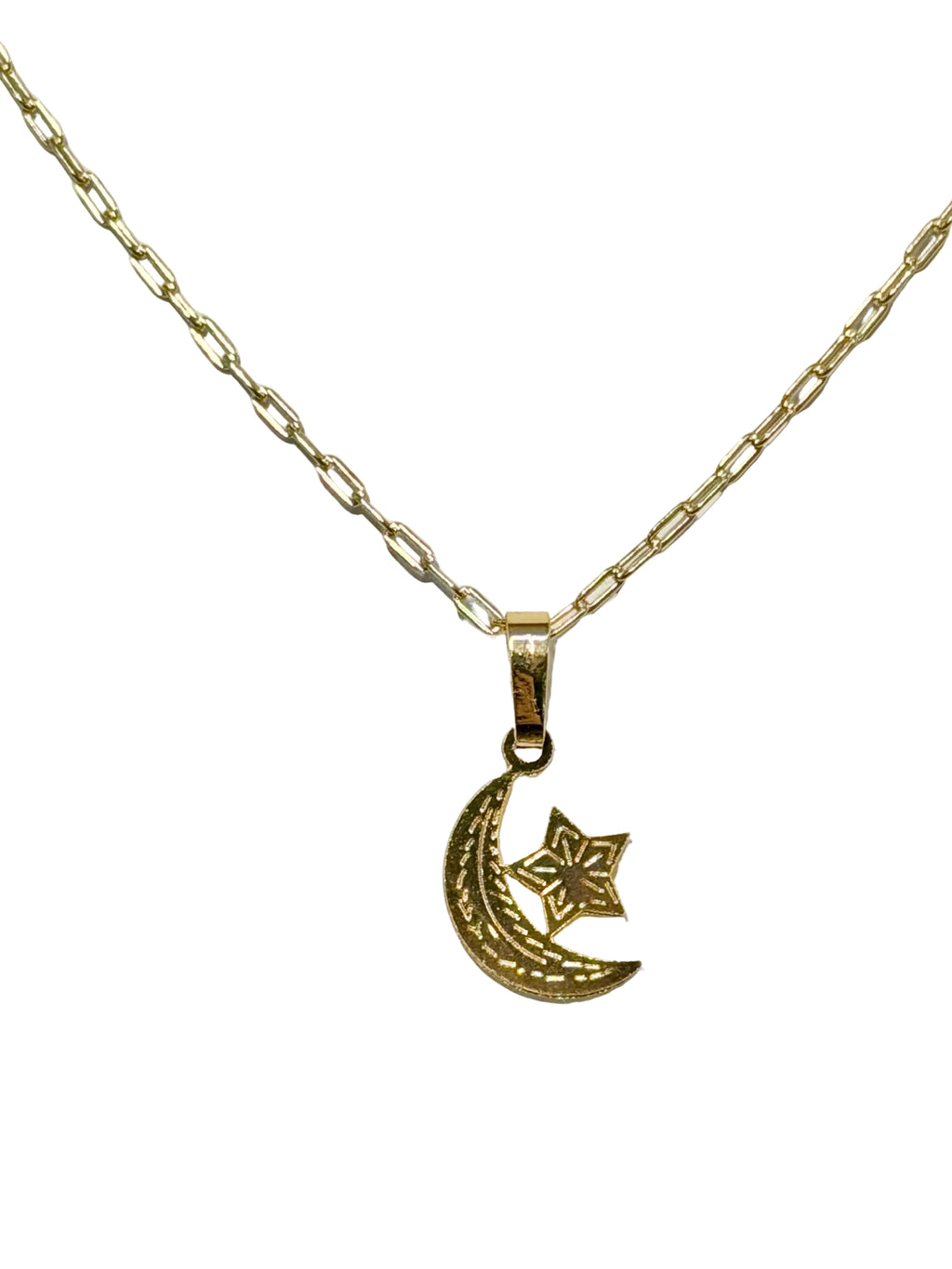 18k Gold Filled Half Moon Star Necklace